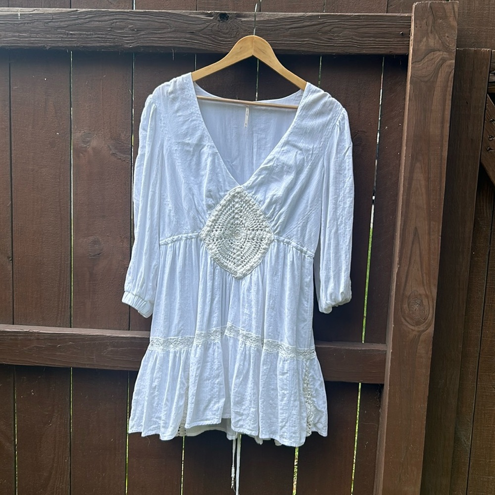White boho free people dress.